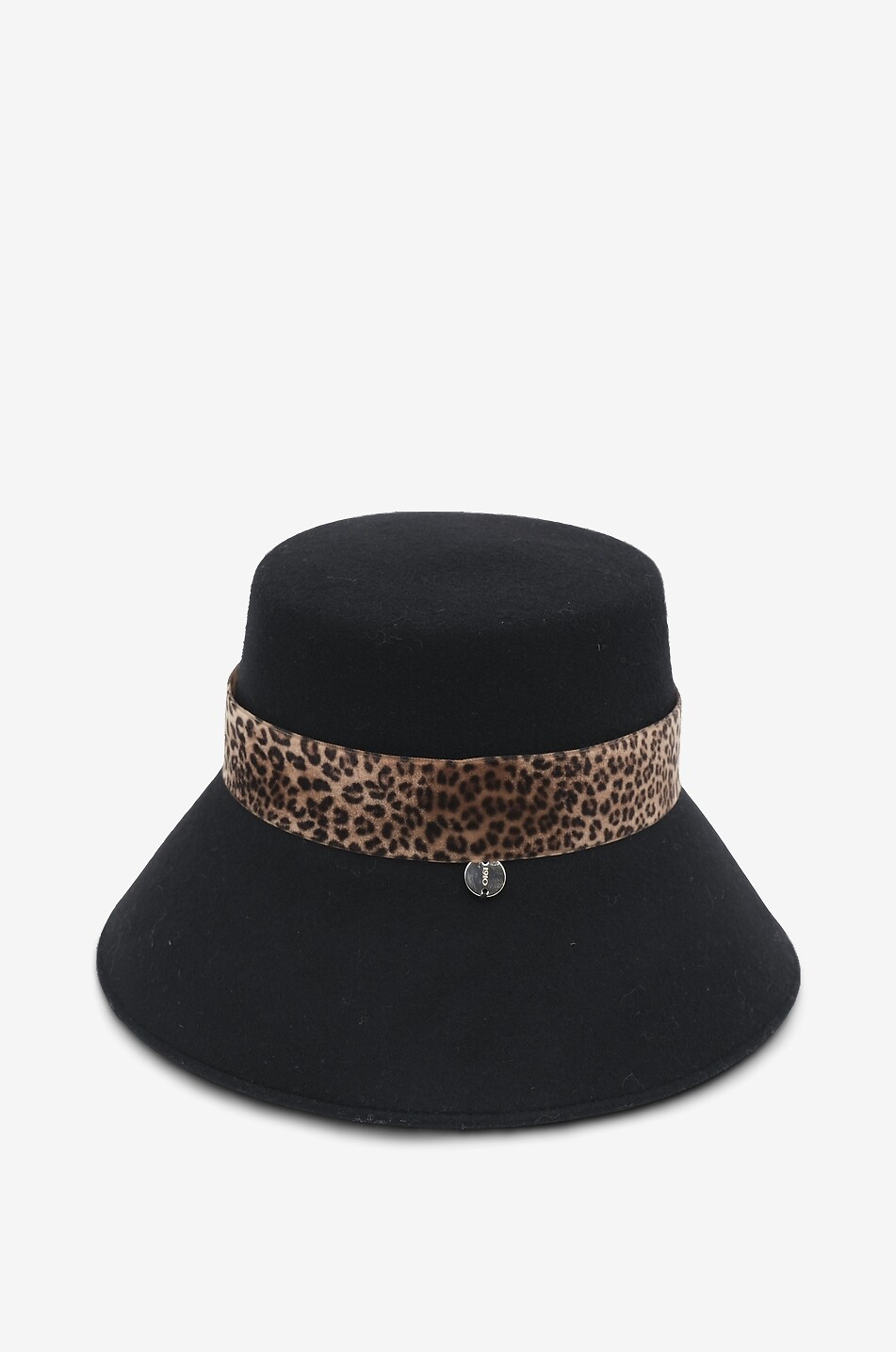 CATARZI 1910 La Thuile merino wool cloche hat with animal-print ribbon Women BLACK 3