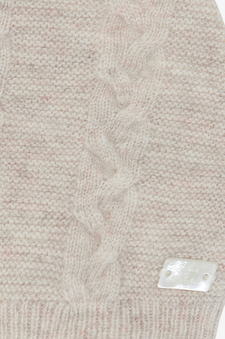 TARTINE ET CHOCOLAT Cable-knit wool and cashmere baby beanie with ears Baby BEIGE 2