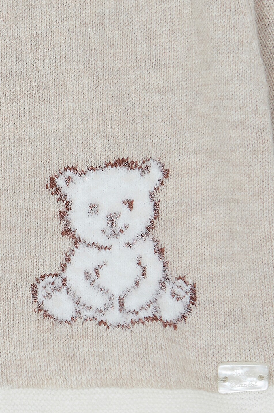 TARTINE ET CHOCOLAT Ensemble bébé cardigan et pantalon en maille de coton et cachemire motif ourson Bébé BEIGE 4