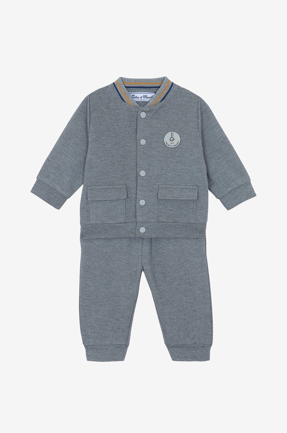 TARTINE ET CHOCOLAT Varsity style baby knit jogging suit Baby GREY 1