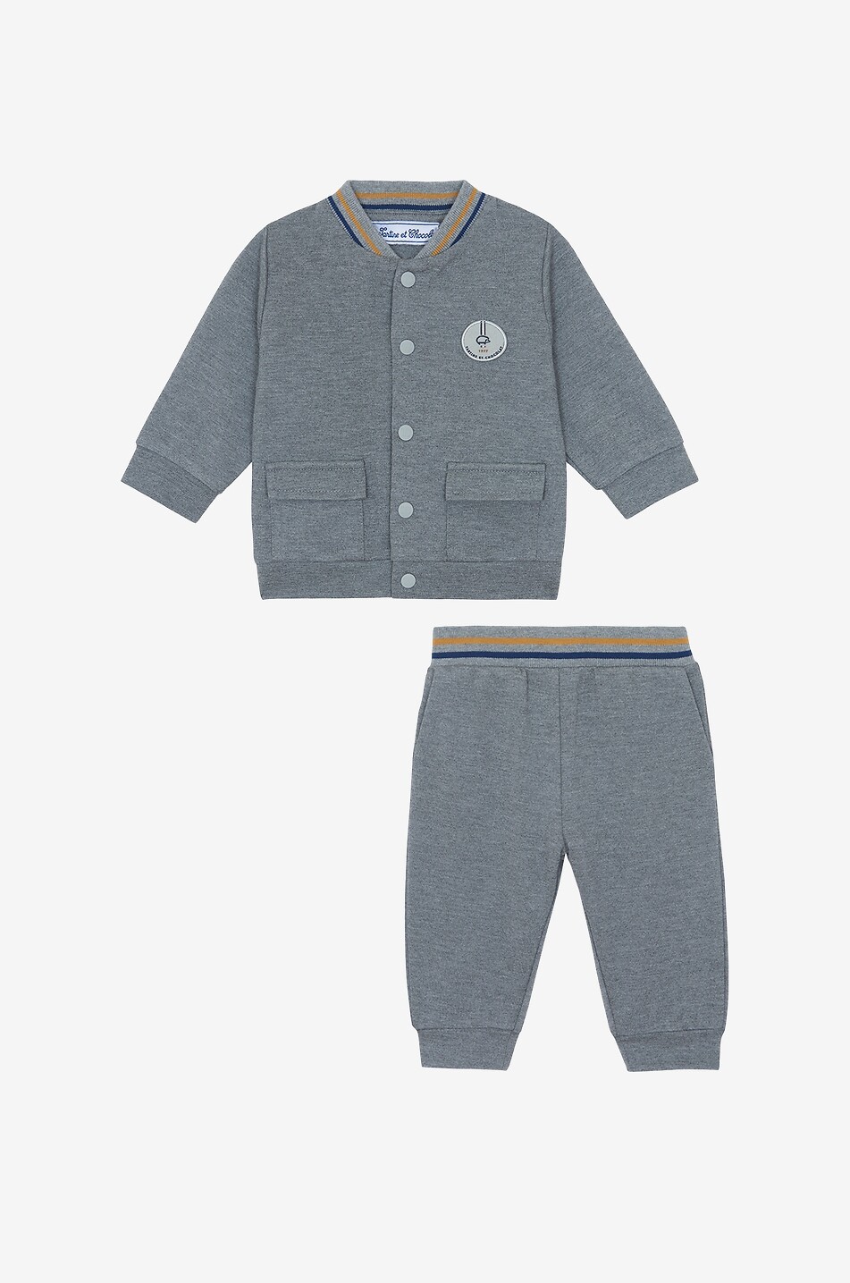 TARTINE ET CHOCOLAT Varsity style baby knit jogging suit Baby GREY 2
