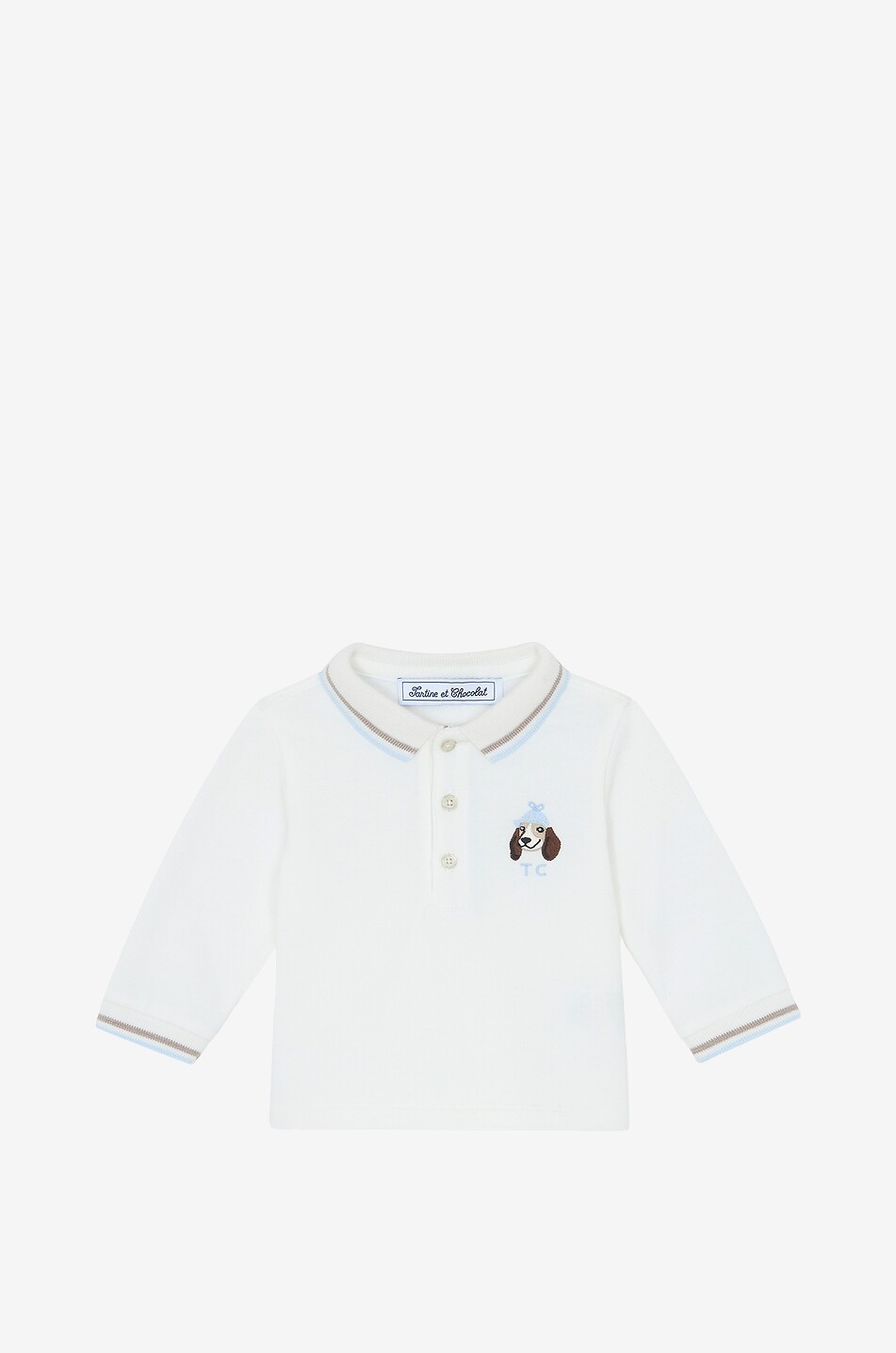 Dog embroidered baby knit long-sleeved polo shirt