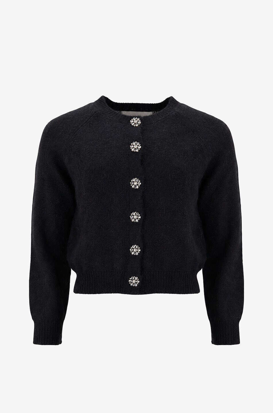 DÔEN Strickjacke mit geripptem Rundhalsausschnitt Petra Damen SCHWARZ 1