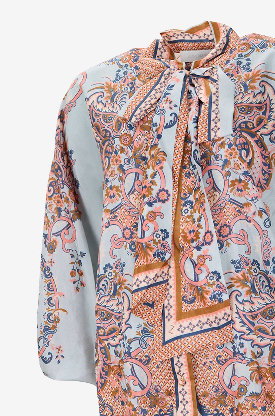 ZIMMERMANN Aster Paisley printed silk necktie blouse Women LIGHT BLUE 3