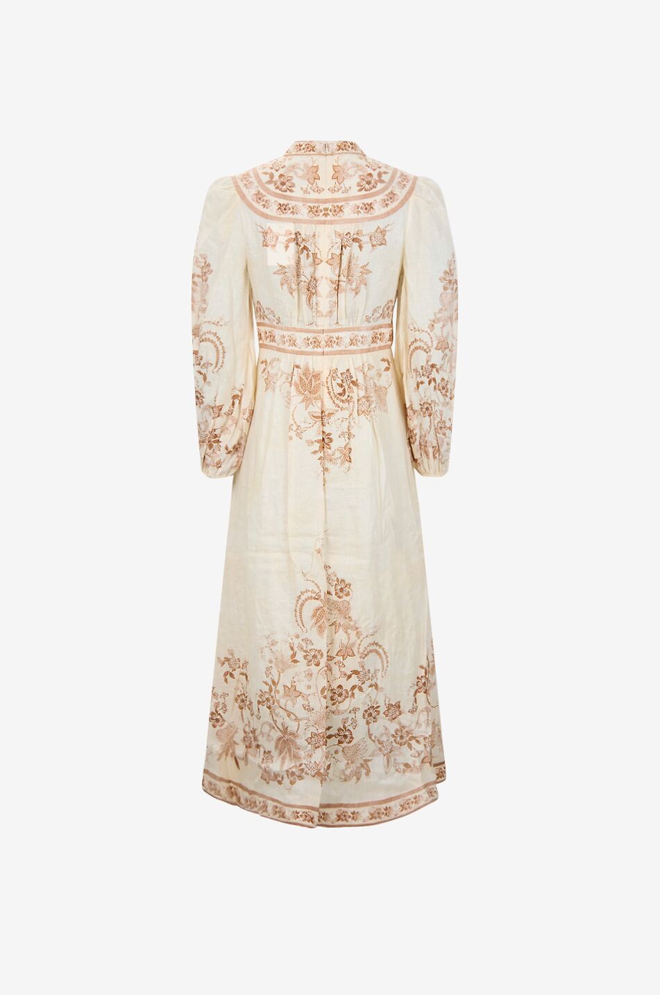 ZIMMERMANN Indra Plunge linen midi shirt dress V-neck printed Women BEIGE 2