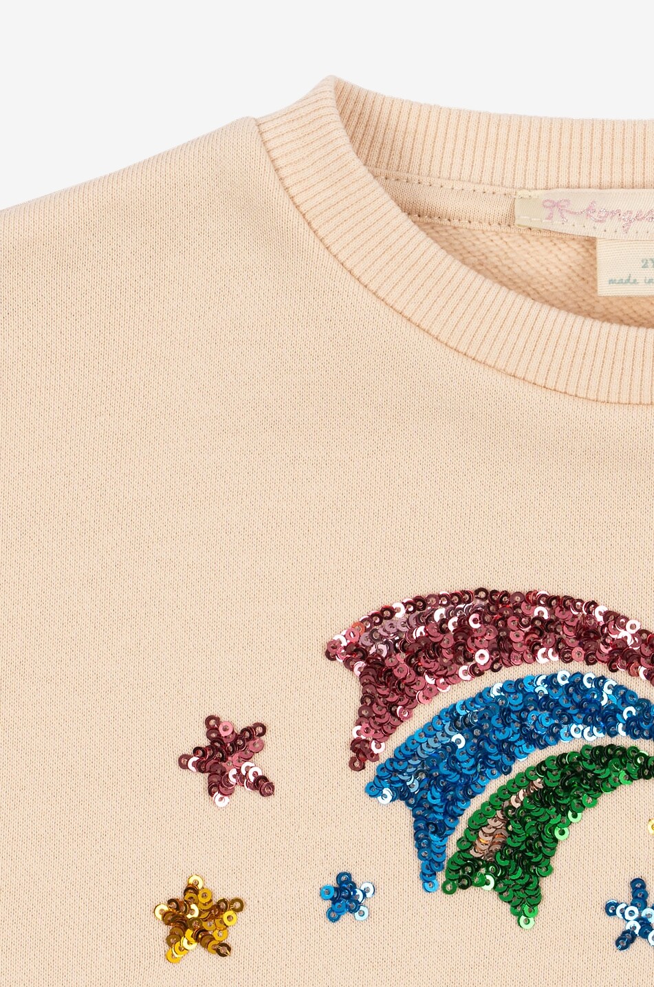 KONGES SLØJD Mädchen-Rundhalssweatshirt mit Paillettenstickereien Lou Bella Fortuna Mädchen CREMEFARBEN 3