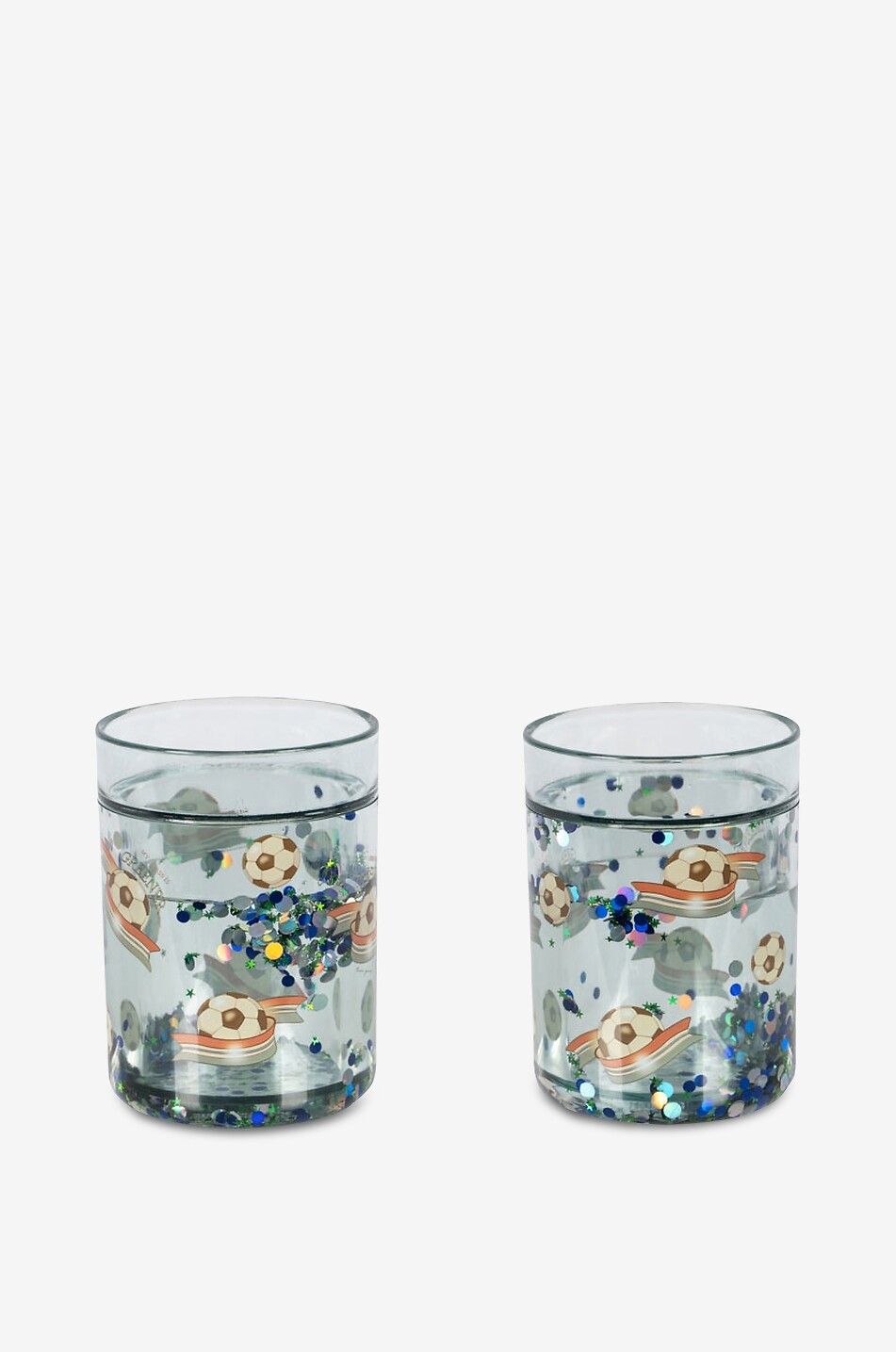 Glitter set of 2 plastic goblets