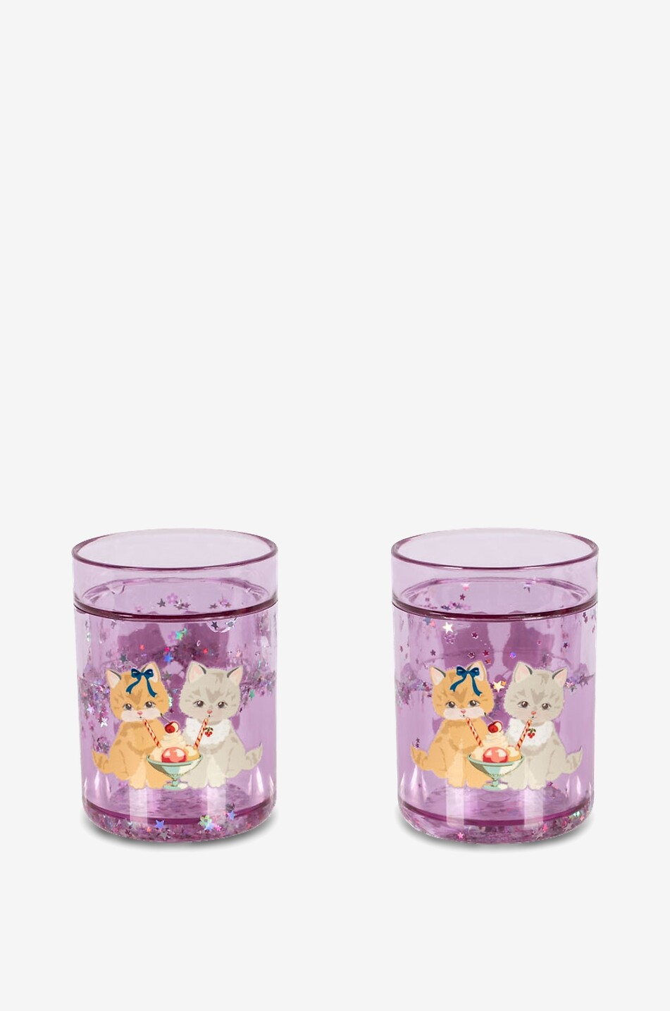 Glitter set of 2 plastic goblets