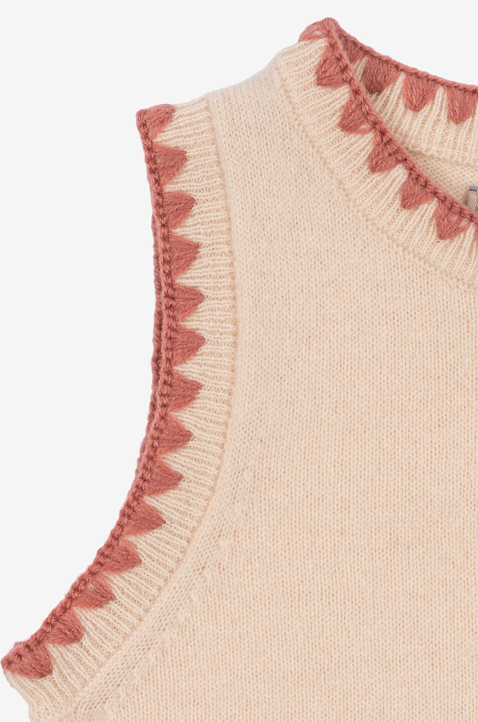 KONGES SLØJD Mini robe sans manches en maille de laine fille brodée de chatons Collette Fille ROSE CLAIR 4