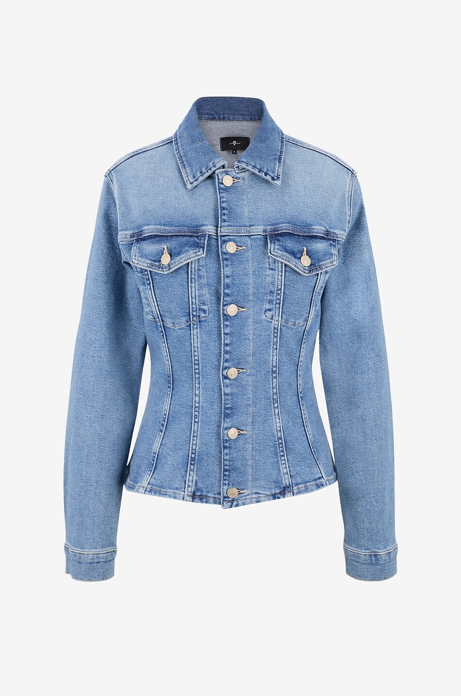 7 FOR ALL MANKIND Veste en jean délavé cintrée Slim Trucker Aquashade Femme BLEU 1