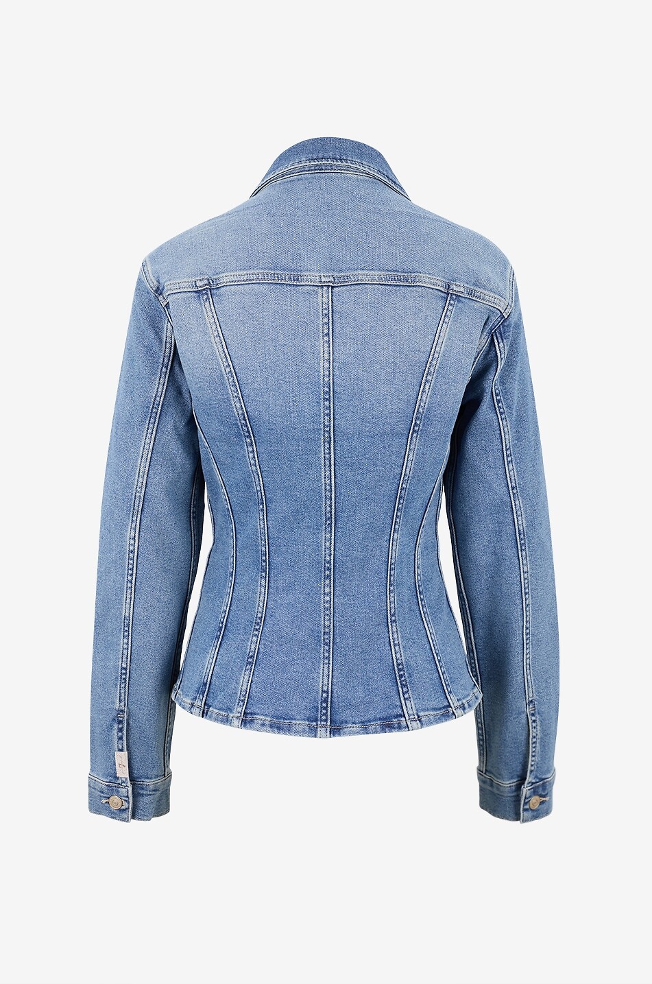7 FOR ALL MANKIND Veste en jean délavé cintrée Slim Trucker Aquashade Femme BLEU 2