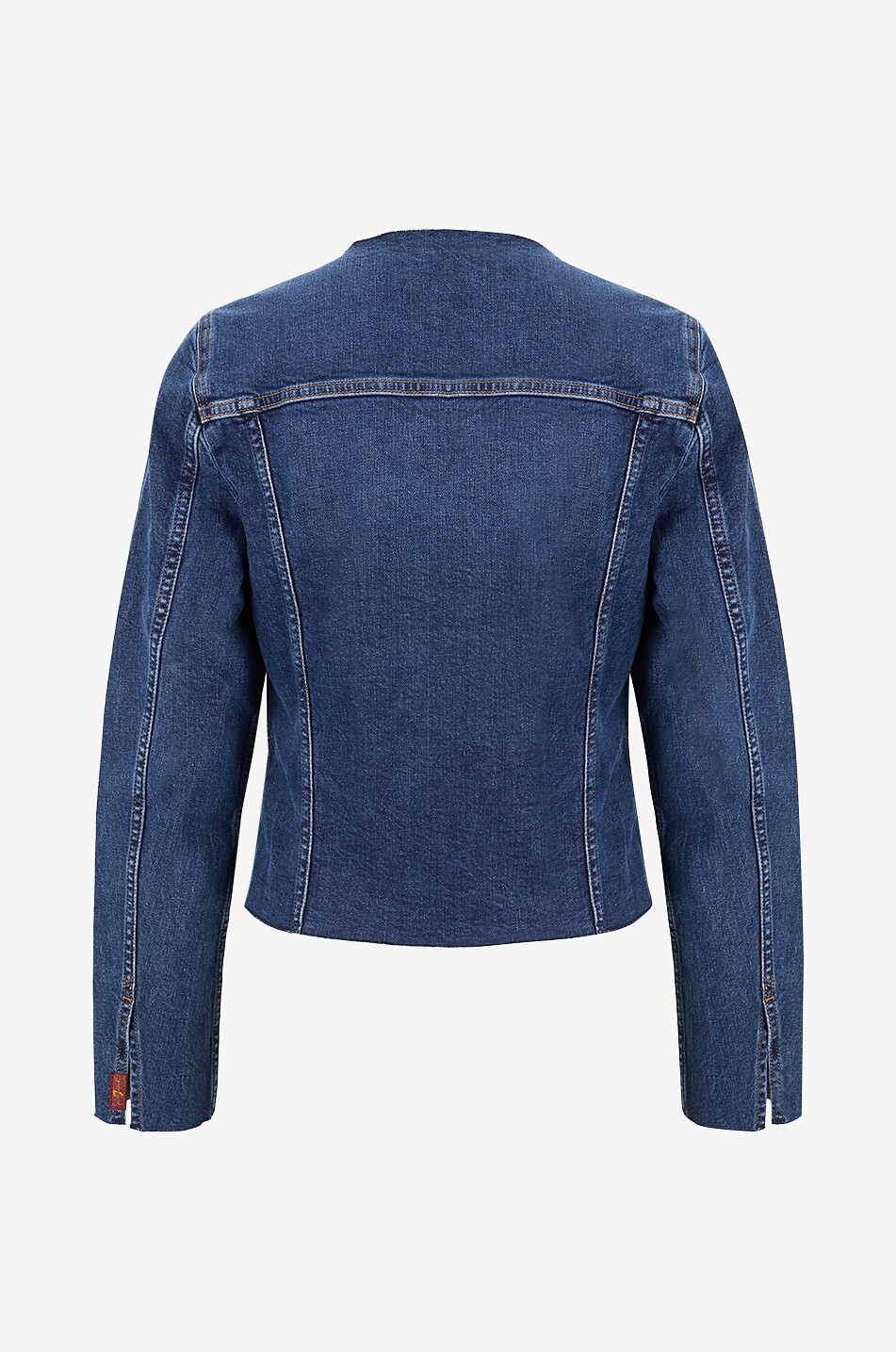 7 FOR ALL MANKIND Vicky Indiglow collarless slim denim jacket in cotton Women DARK BLUE 2