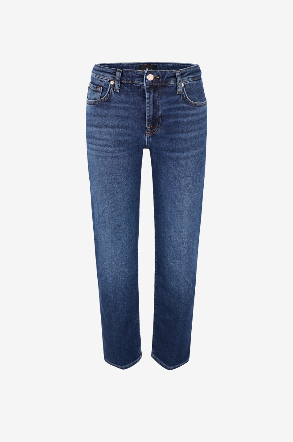 Jean droit en denim de coton Calie Ankle Blue Vibe