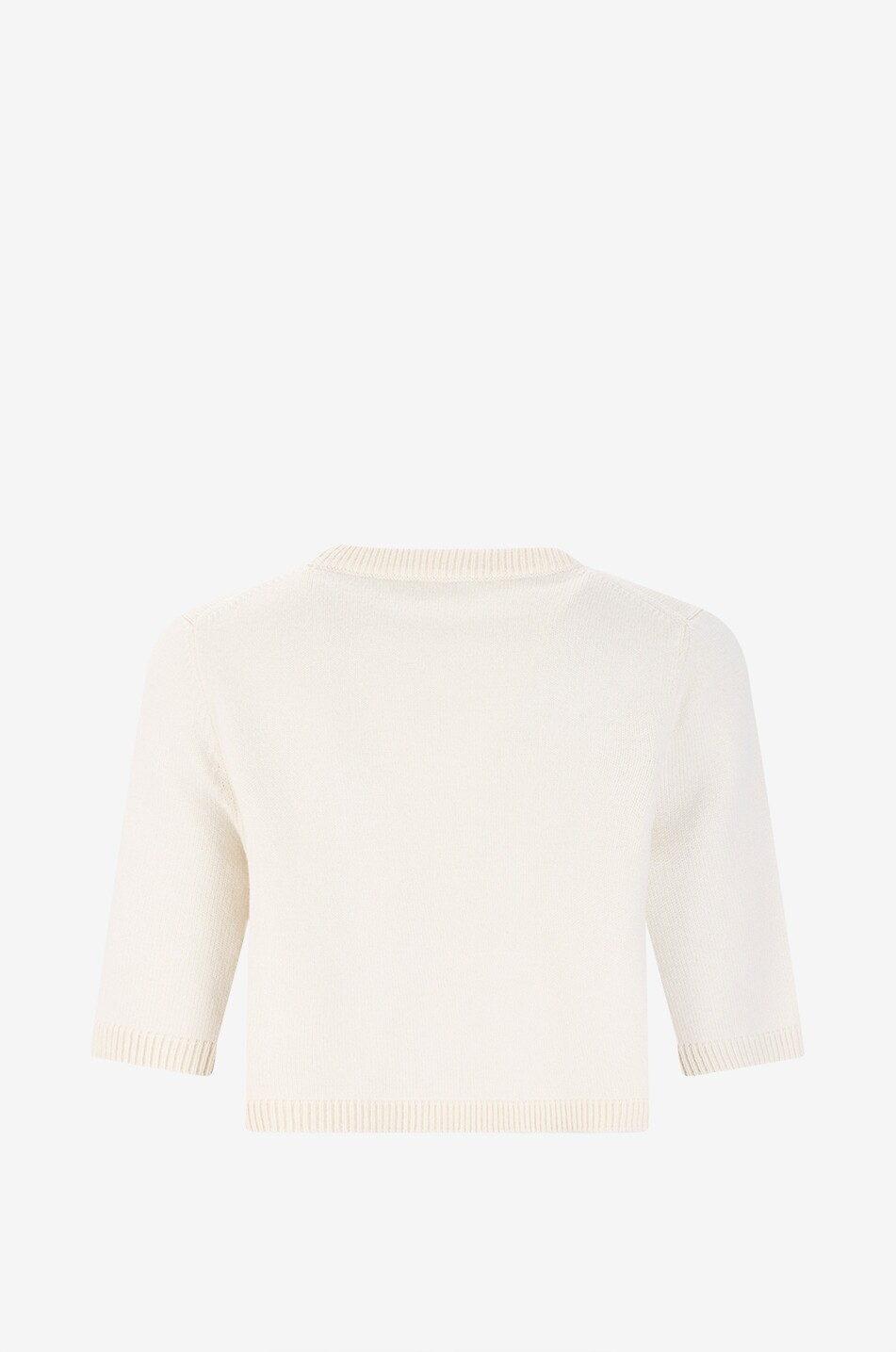 ALAÏA Verkürzter Kaschmirpullover mit 3/4-Ärmeln Damen CREMEFARBEN 2