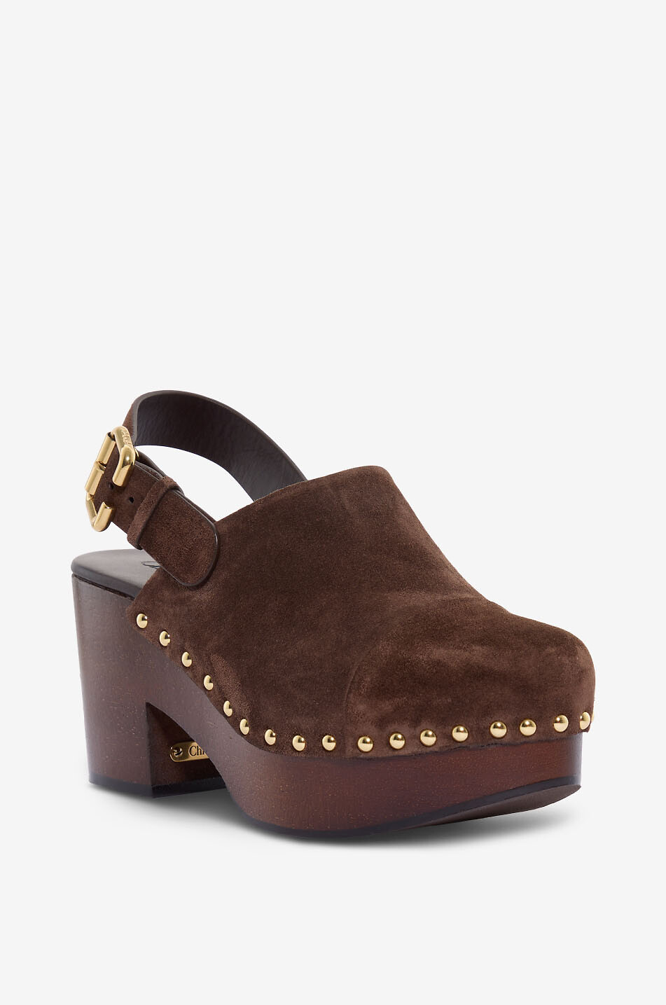 CHLOE Clogs aus Wildleder mit Keilsohlen und Nieten Jeanette 40 Damen DUNKELBRAUN 1