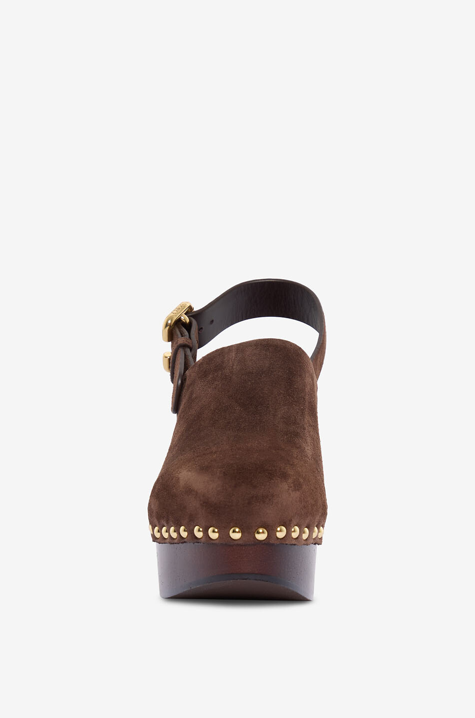 CHLOE Clogs aus Wildleder mit Keilsohlen und Nieten Jeanette 40 Damen DUNKELBRAUN 2