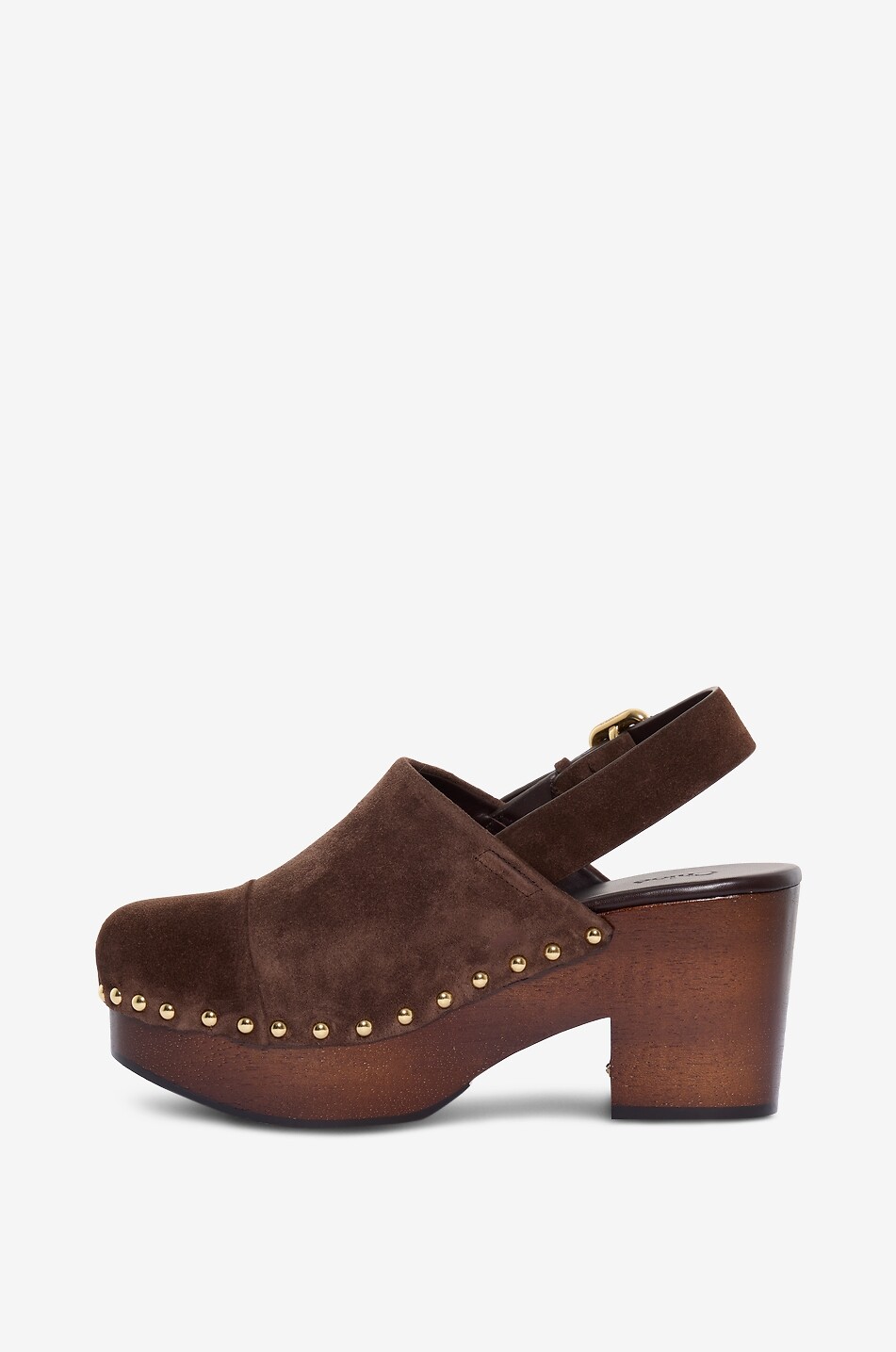 CHLOE Clogs aus Wildleder mit Keilsohlen und Nieten Jeanette 40 Damen DUNKELBRAUN 3
