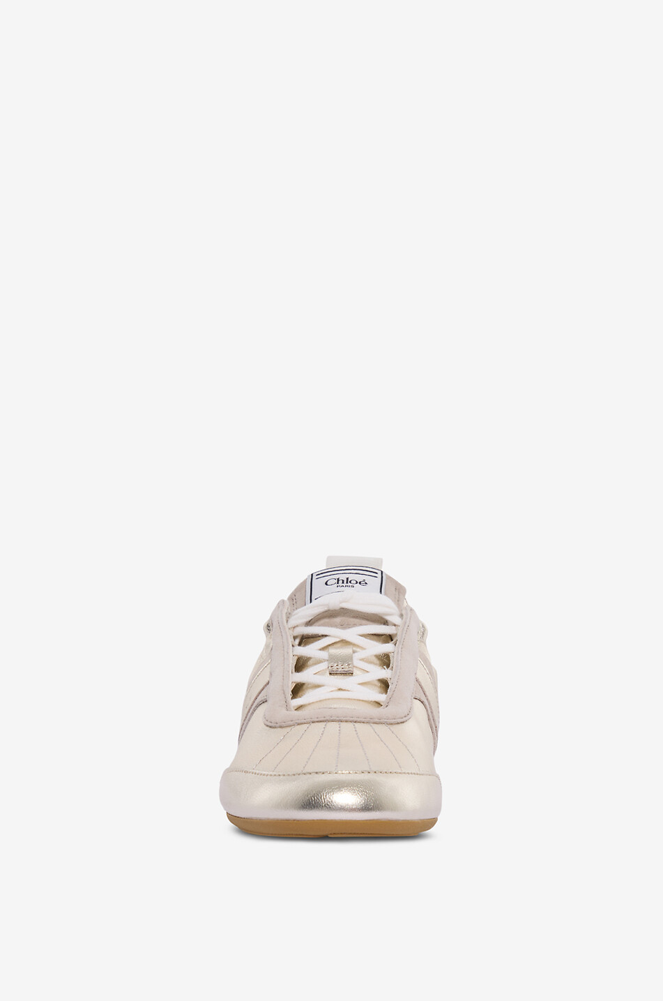 CHLOE Niedrige Schnürsneakers aus Metallic-Leder Kick Damen SILBER 2