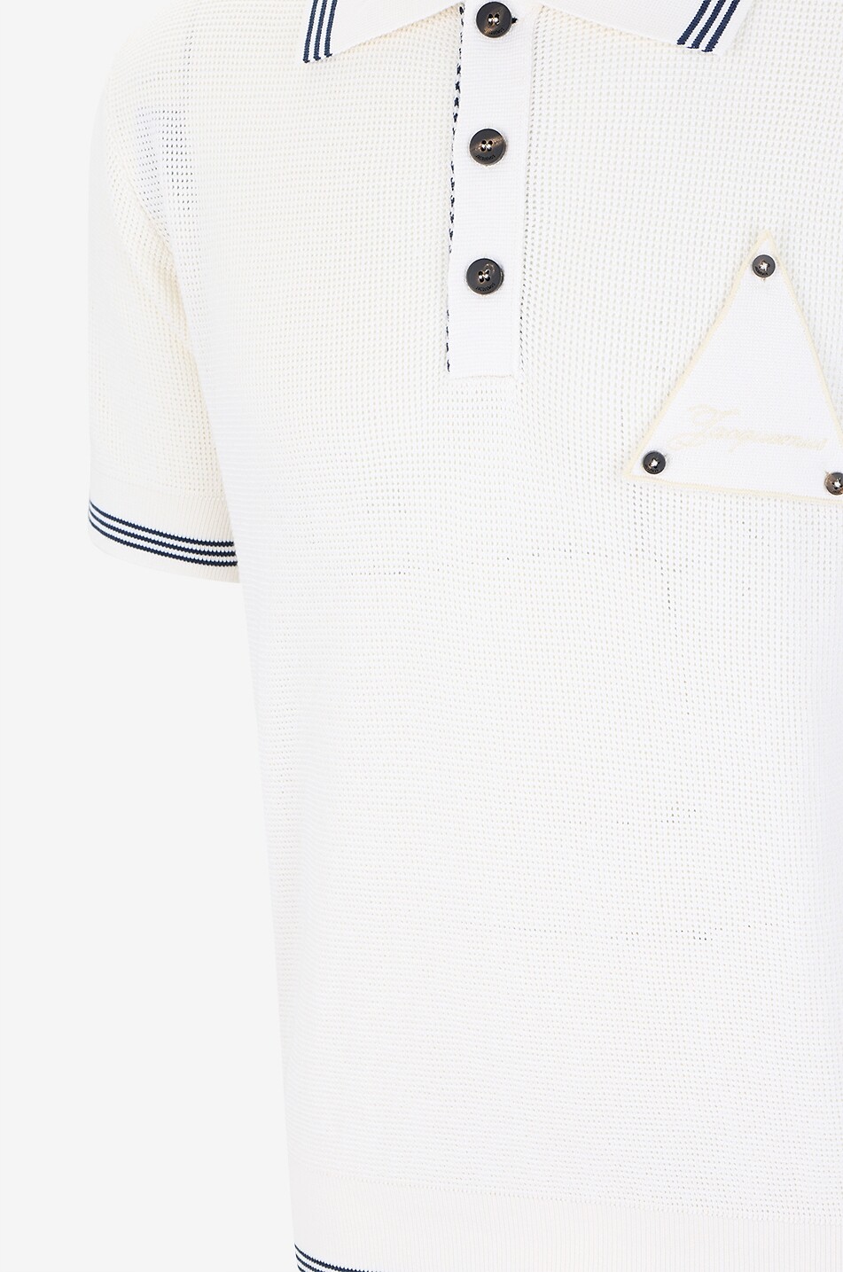 JACQUEMUS Polo en maille résille en soie et coton Le Polo Voilier Homme BLANC 3