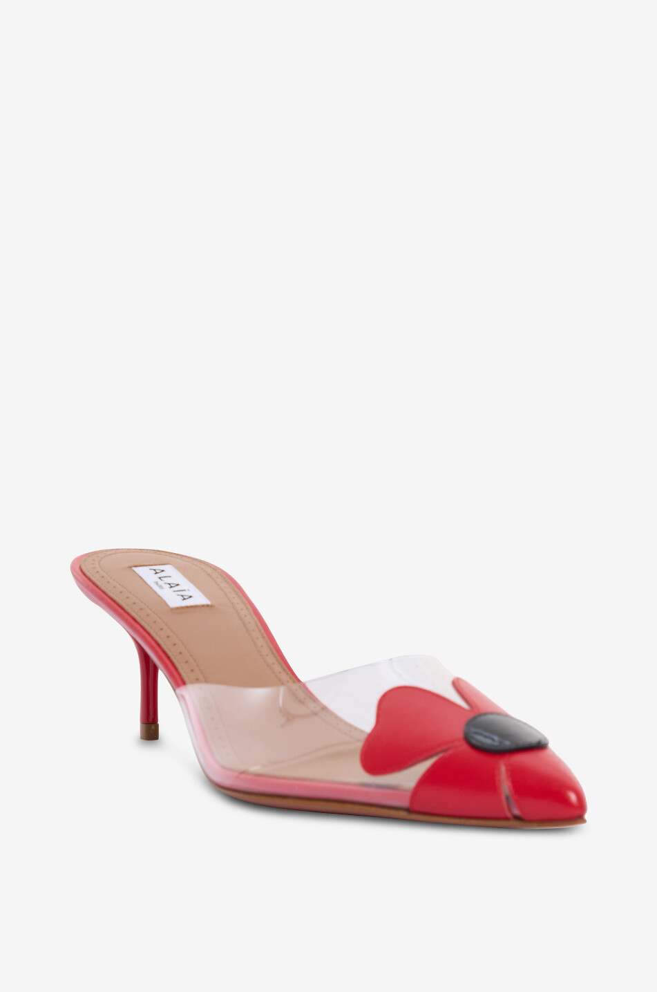 ALAÏA Mules à talon en plexiglas et cuir Bloom 55 Femme ROUGE 1