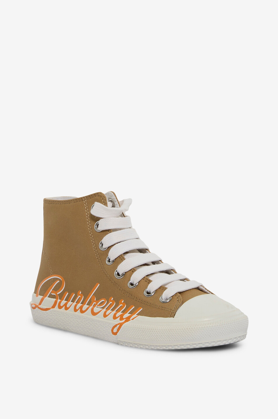 BURBERRY Larkhall girl's high-top gabardine sneakers Girl BEIGE 1