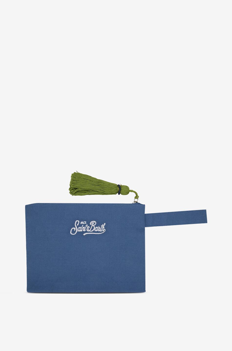 MC2 SAINT BARTH Pochette brodée de perles en toile Pearl Femme BLEU MOYEN 2