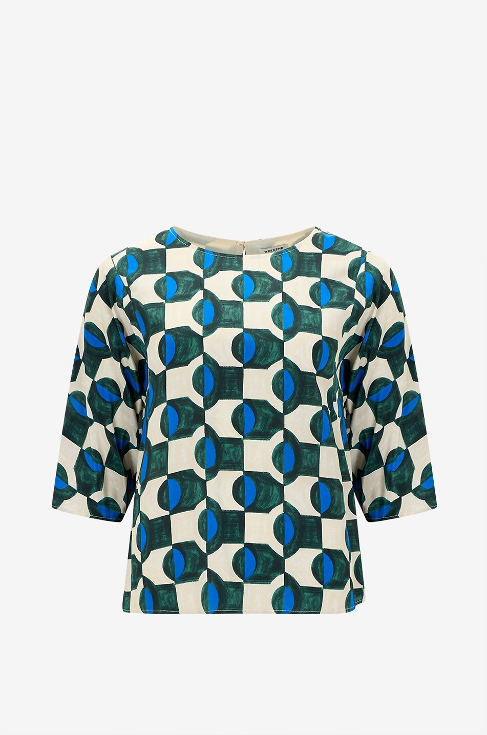 WEEKEND MAX MARA Dadone printed silk round neck blouse Women DARK GREEN 1