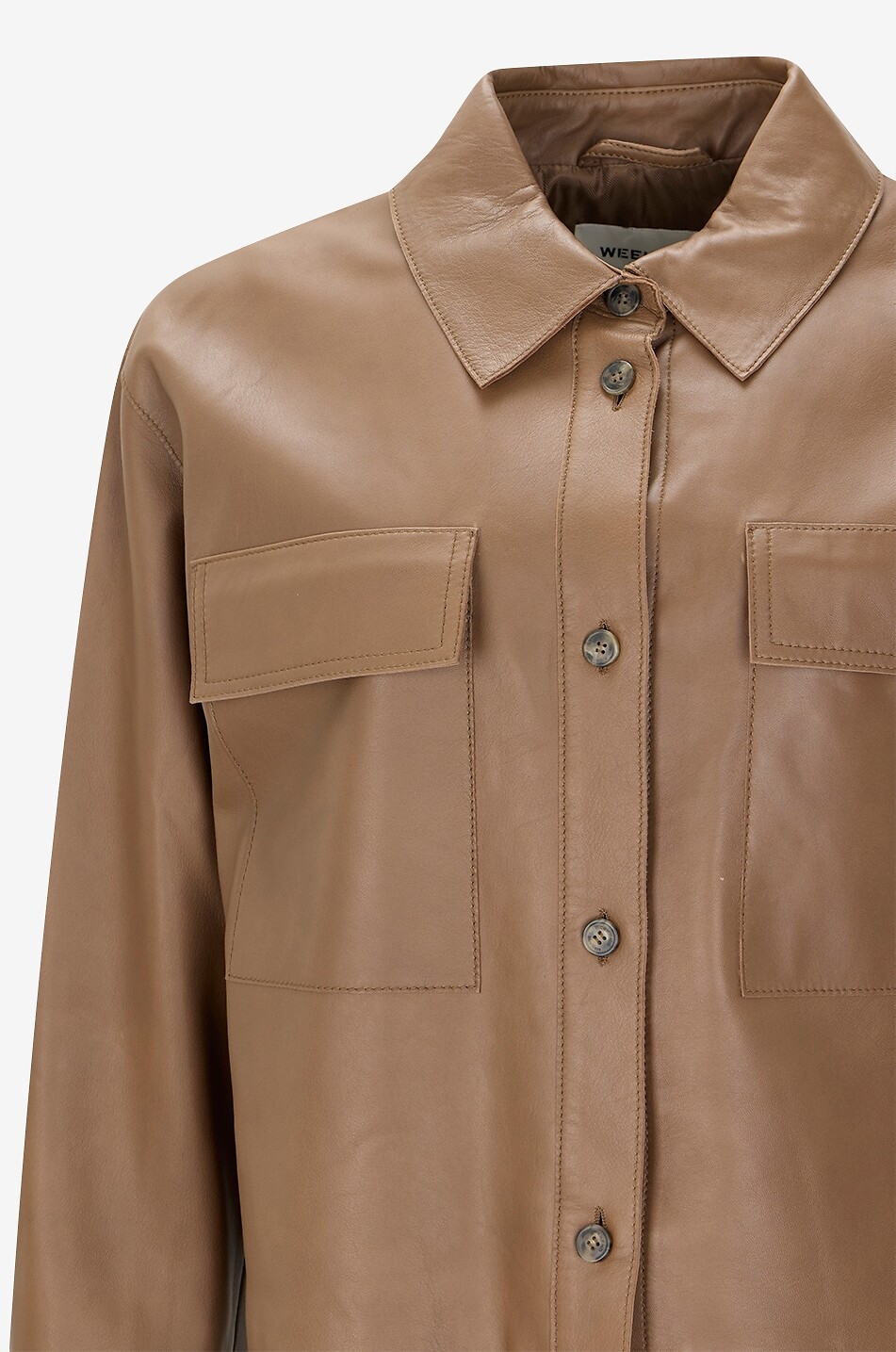 WEEKEND MAX MARA Veste en cuir d'agneau à col chemise Piovra Femme MARRON 3