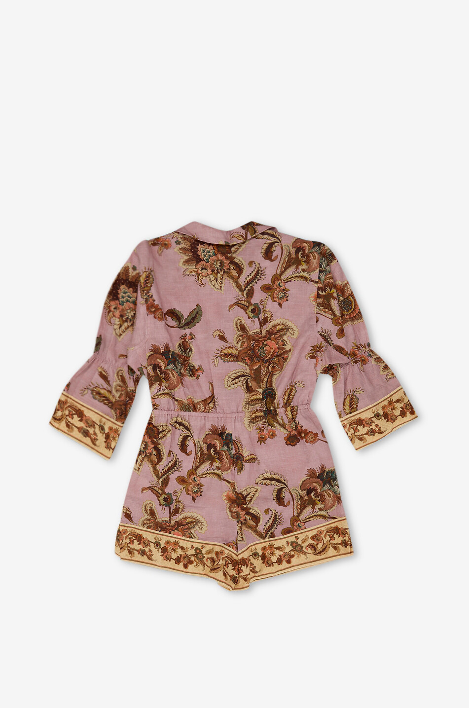 ZIMMERMANN Aster Knot Tie girl's long-sleeved floral cotton playsuit Girl PINK 2