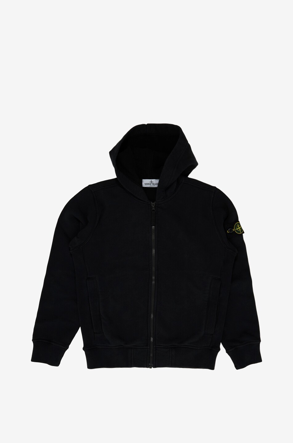 STONE ISLAND JUNIOR Sweat-shirt zippé à capuche en coton garçon 6100006 Garçon NOIR 1