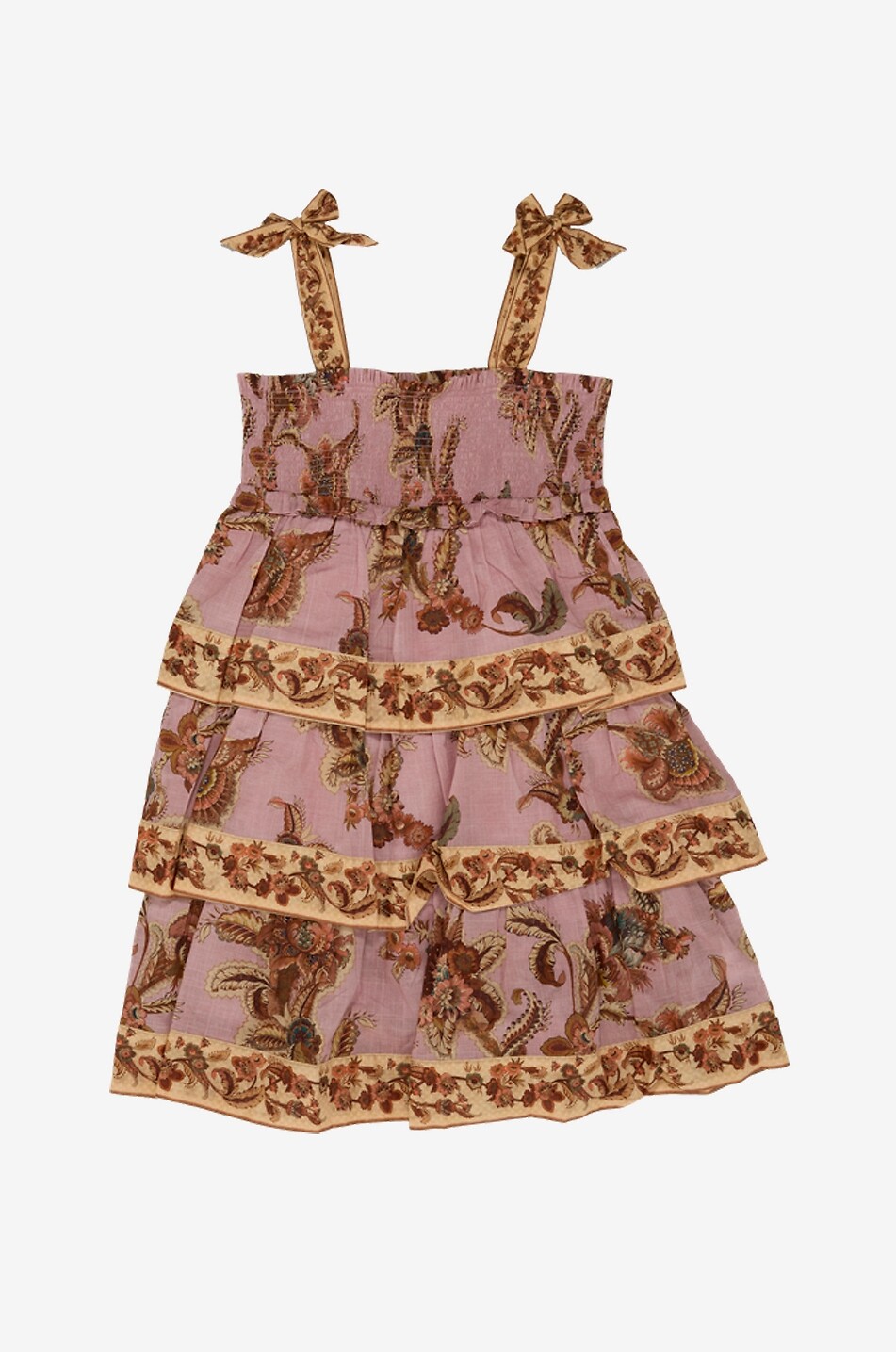 Aster Tiered girl's floral cotton voile smocked strappy dress