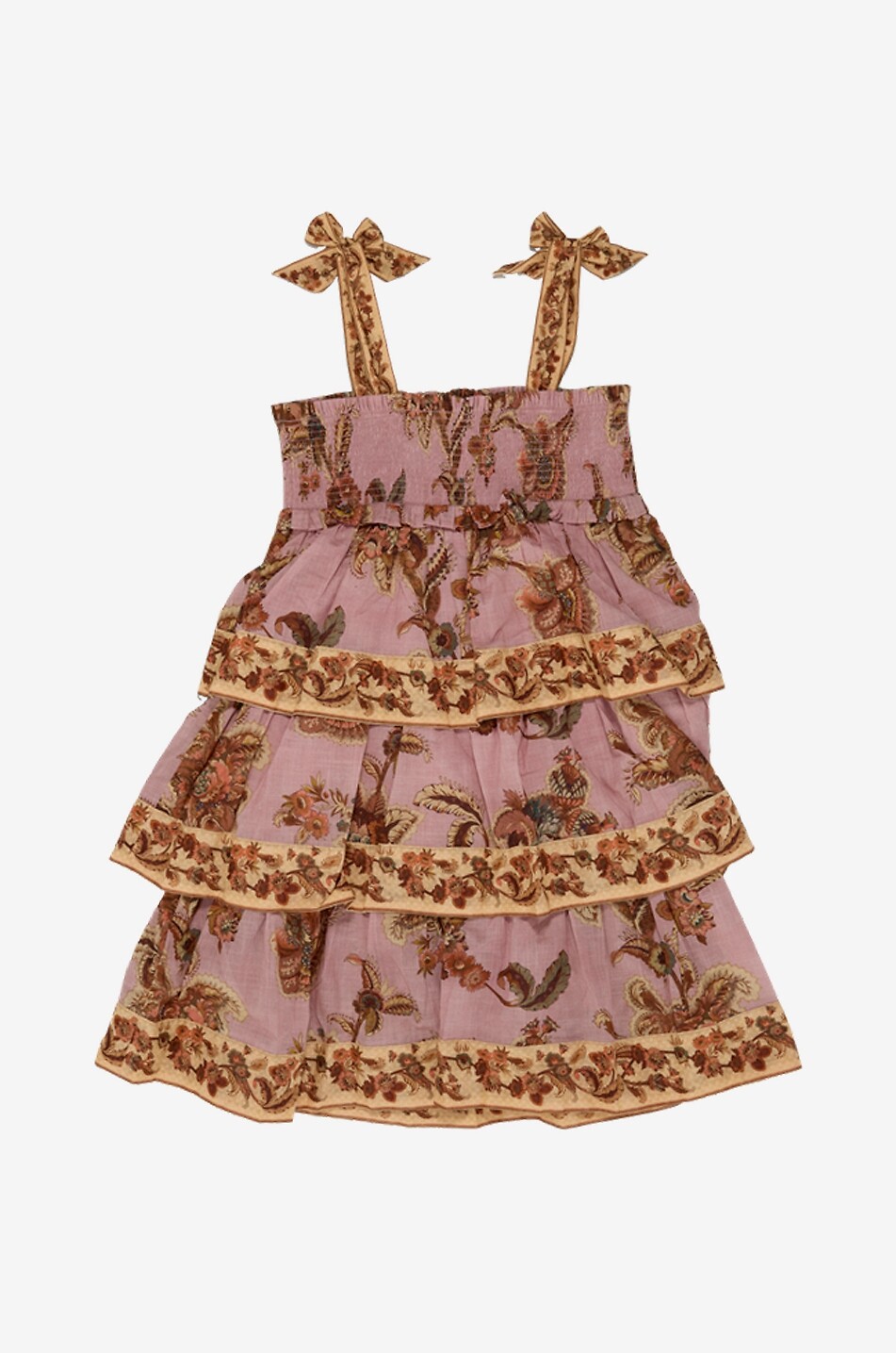 ZIMMERMANN Aster Tiered girl's floral cotton voile smocked strappy dress Girl PINK 2