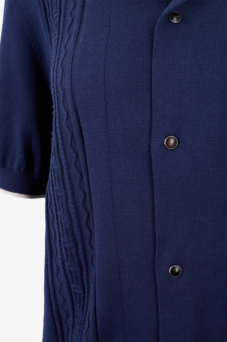 BRUNELLO CUCINELLI Kurzarm-Hemd mit geometrischem Strickmuster Herren DUNKELBLAU 3