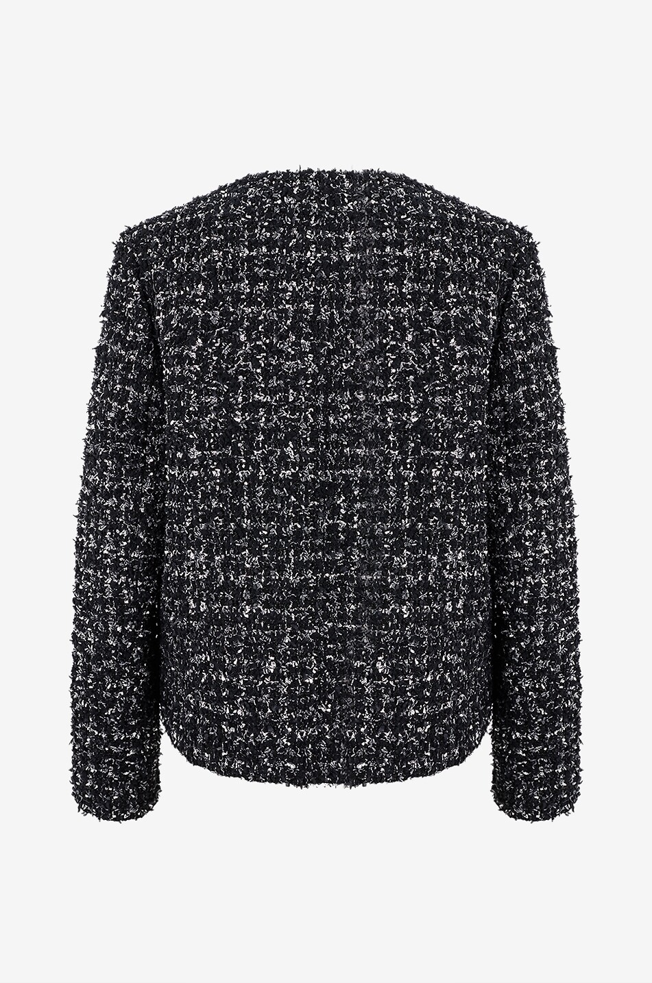 KITON Lightweight round-neck tweed jacket in blended virgin wool Women BLACK 2