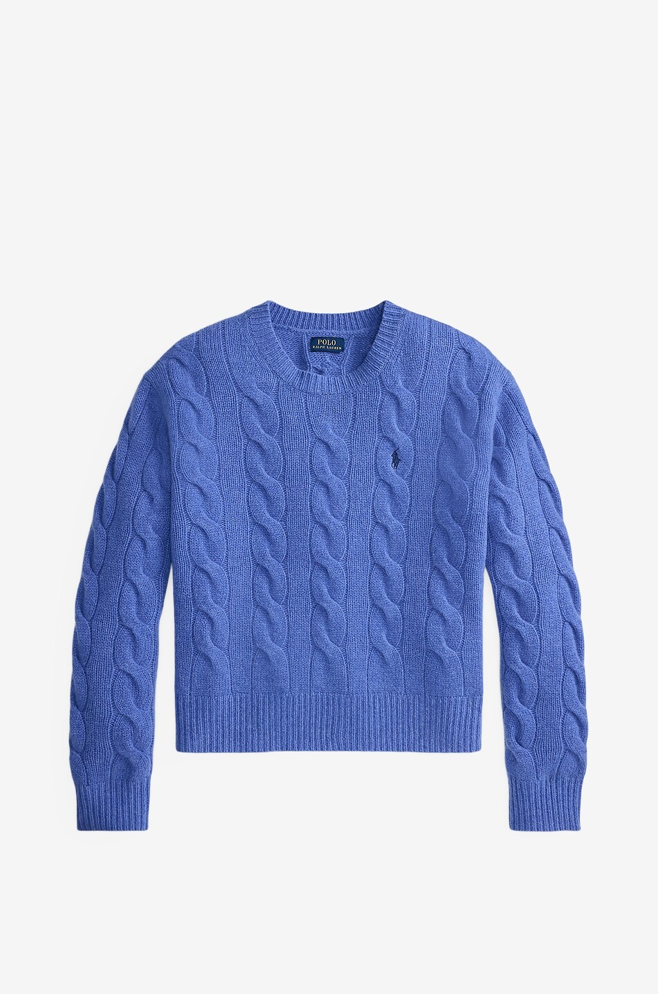 POLO RALPH LAUREN Pony crewneck cable-knit wool and cashmere jumper Women BLUE 1
