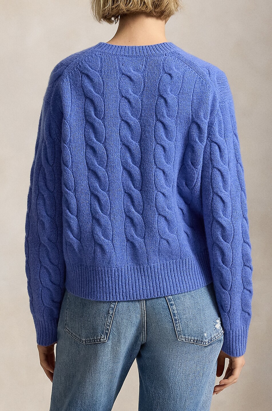 POLO RALPH LAUREN Pony crewneck cable-knit wool and cashmere jumper Women BLUE 3