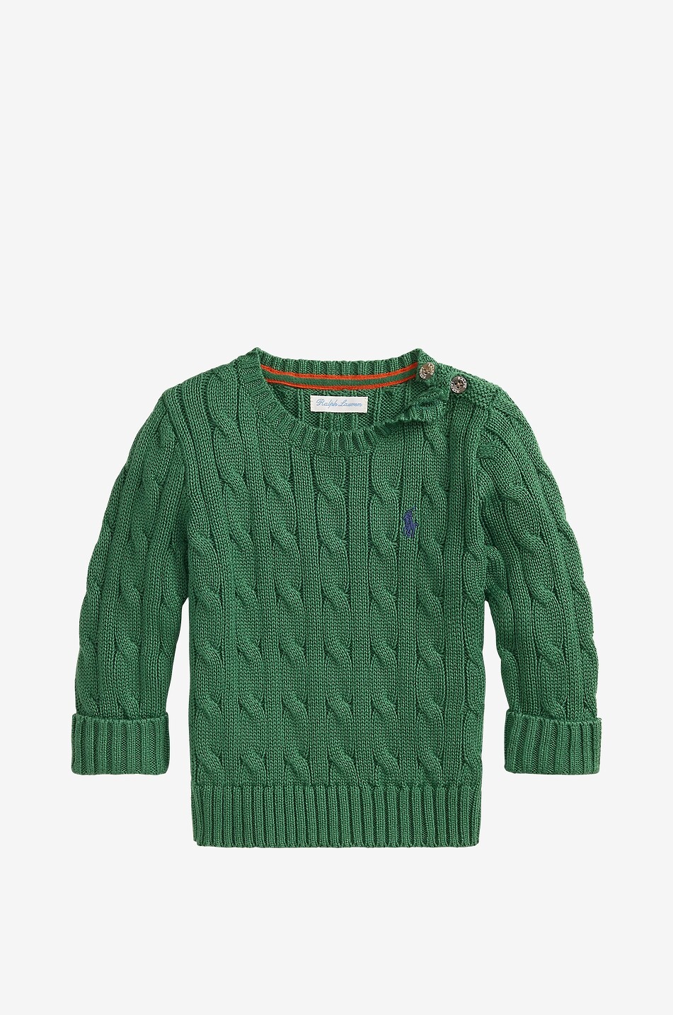 Pony baby round-neck cable-knit cotton jumper