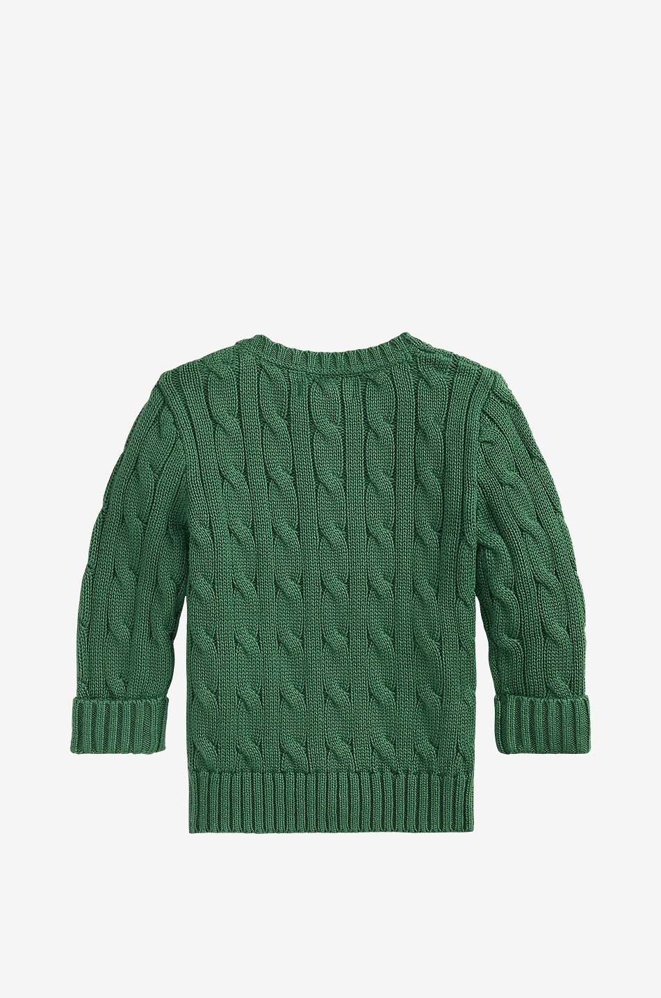 POLO RALPH LAUREN Pony baby round-neck cable-knit cotton jumper Baby DARK GREEN 2