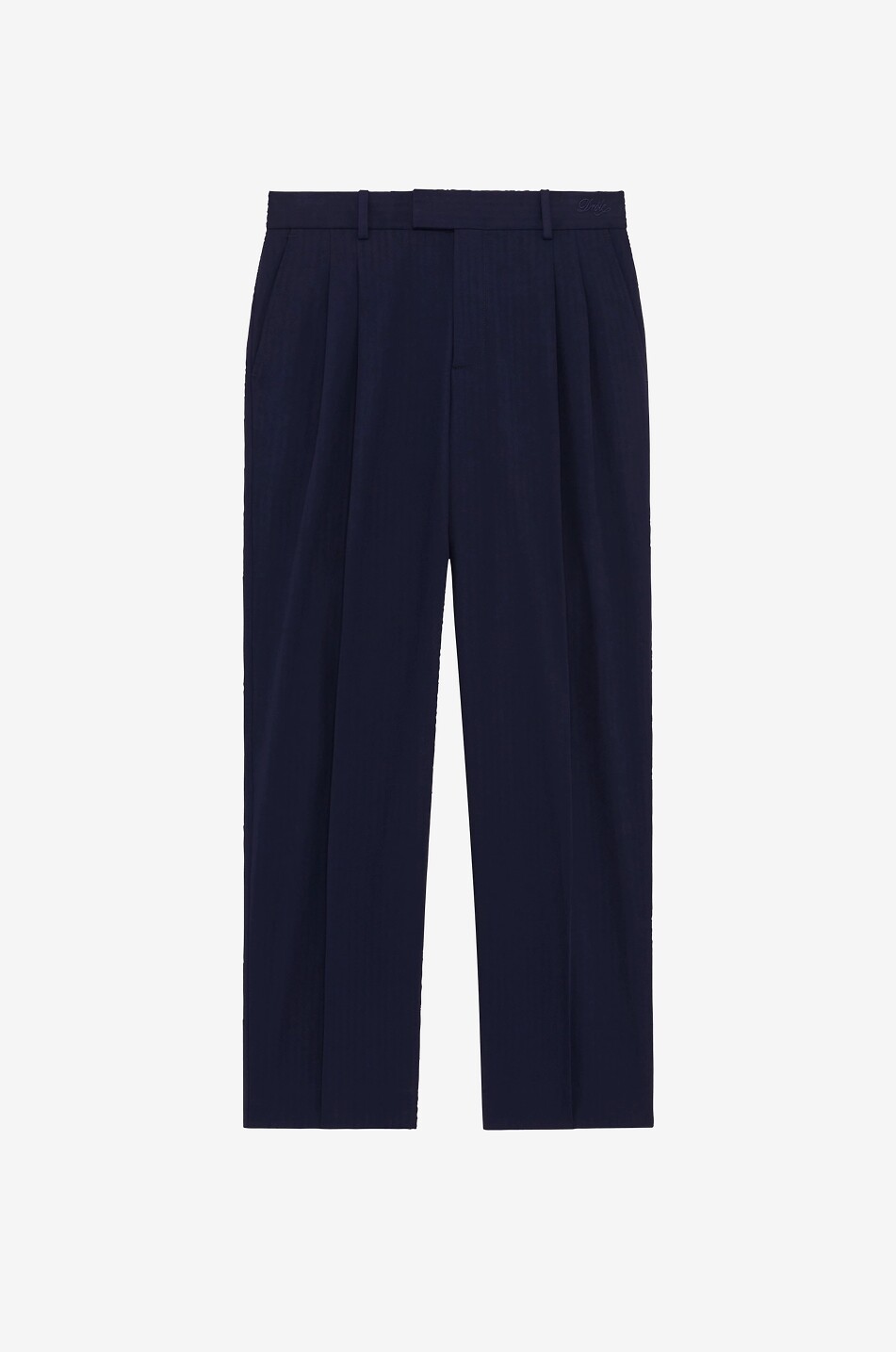 DROLE DE MONSIEUR Straight-leg pleated mixed cotton trousers Men DARK BLUE 1