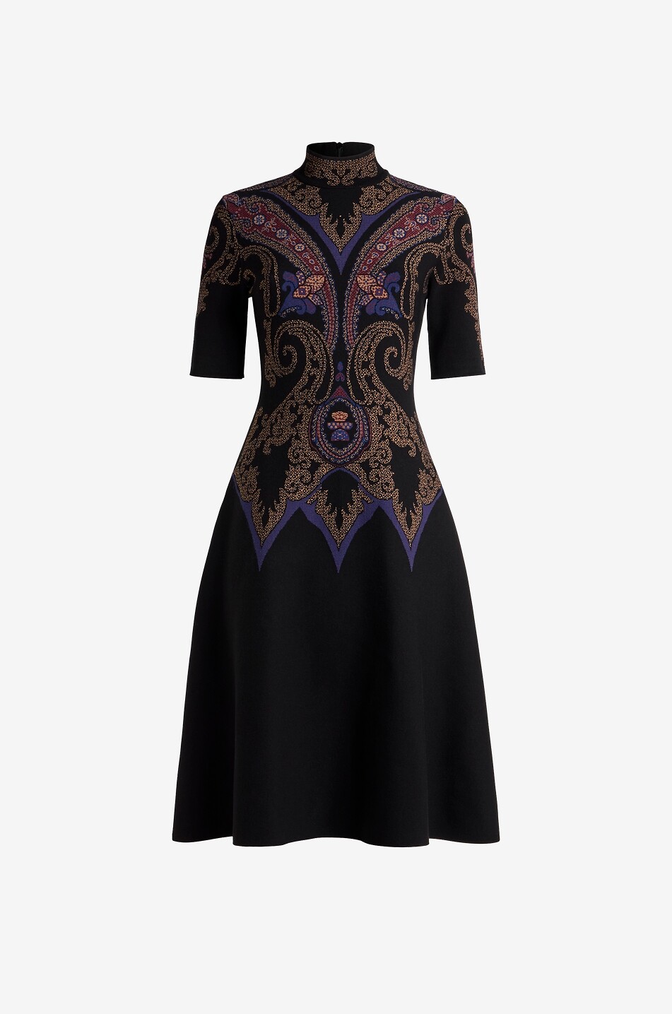 ETRO Paisley Placé fit-and-flare midi jacquard knit dress Women DARK BLUE 1