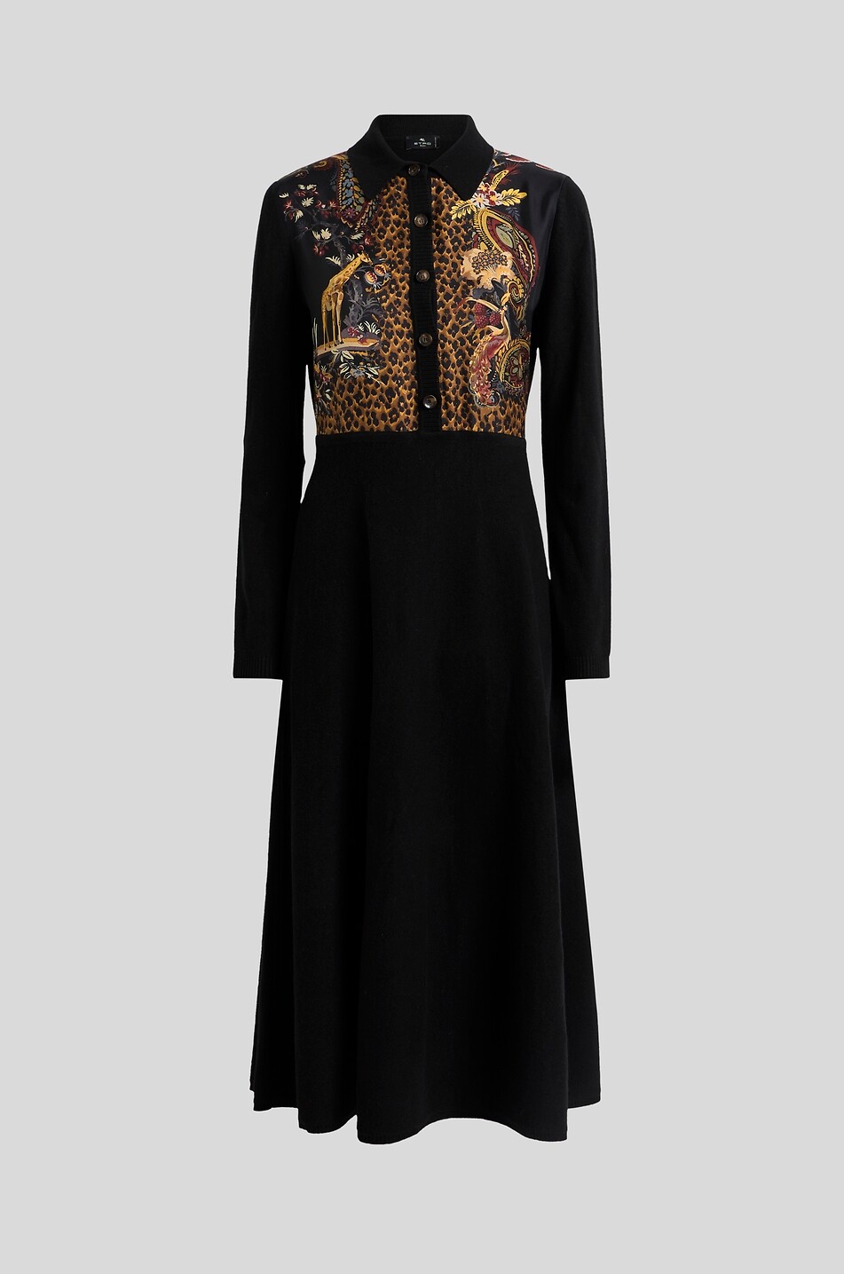 ETRO Leo Paisley printed mixed material midi shirt dress Women BLACK 1