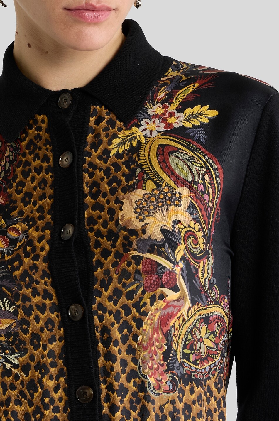 ETRO Leo Paisley printed mixed material midi shirt dress Women BLACK 5