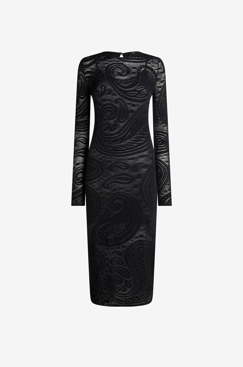 ETRO Paisley patterned sheer jacquard knit sheath dress Women BLACK 1