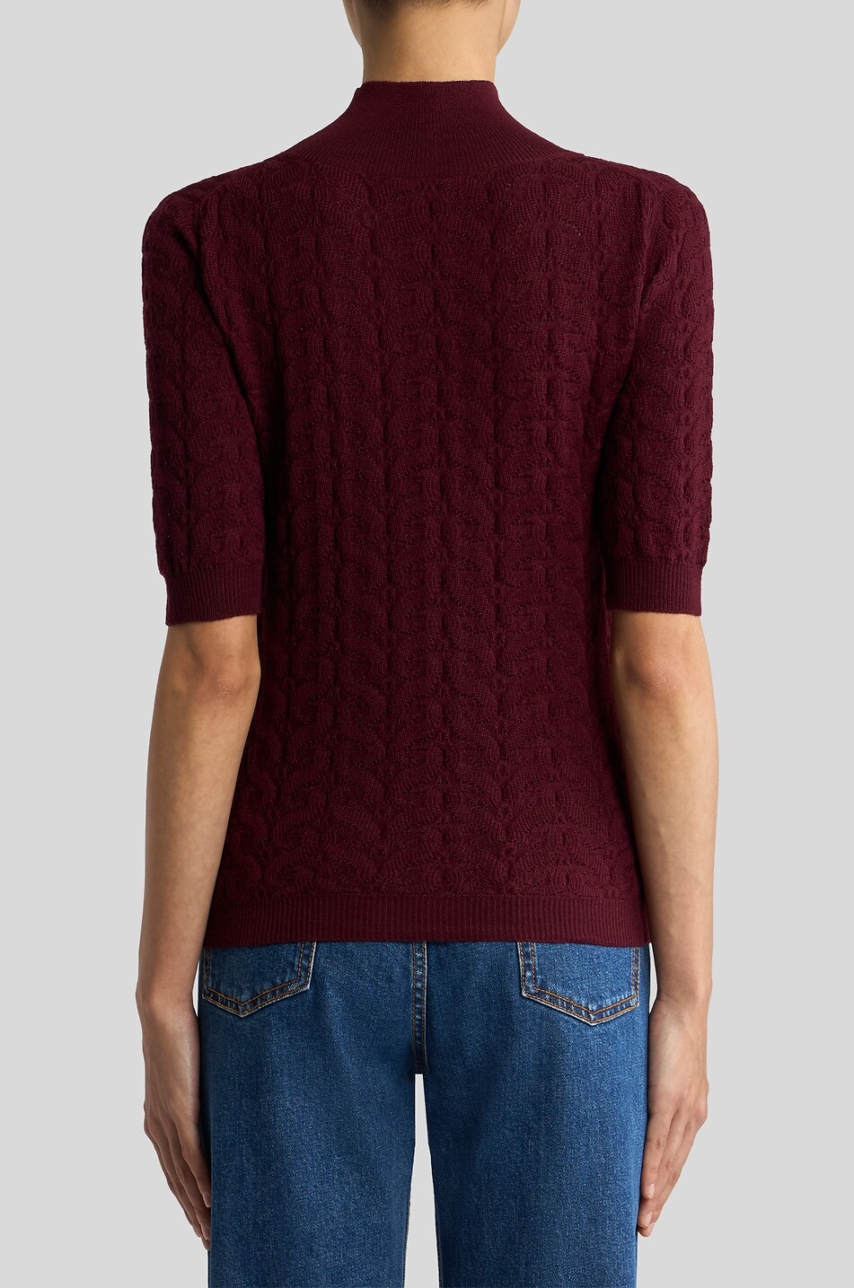 ETRO Pull à col montant et manches courtes en laine en maille Paisley Femme ROUGE FONCÉ 5