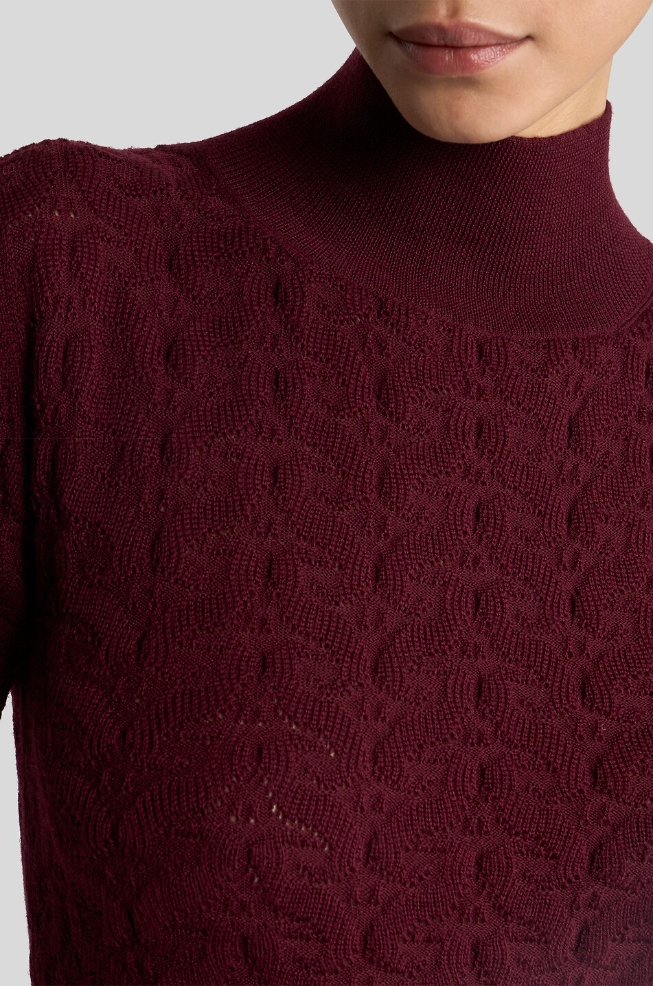 ETRO Pull à col montant et manches courtes en laine en maille Paisley Femme ROUGE FONCÉ 3