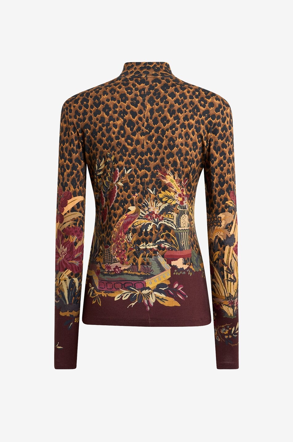 ETRO Langarm-Top aus Jersey mit Stehkragen und Print Safari Damen DUNKELROT 2