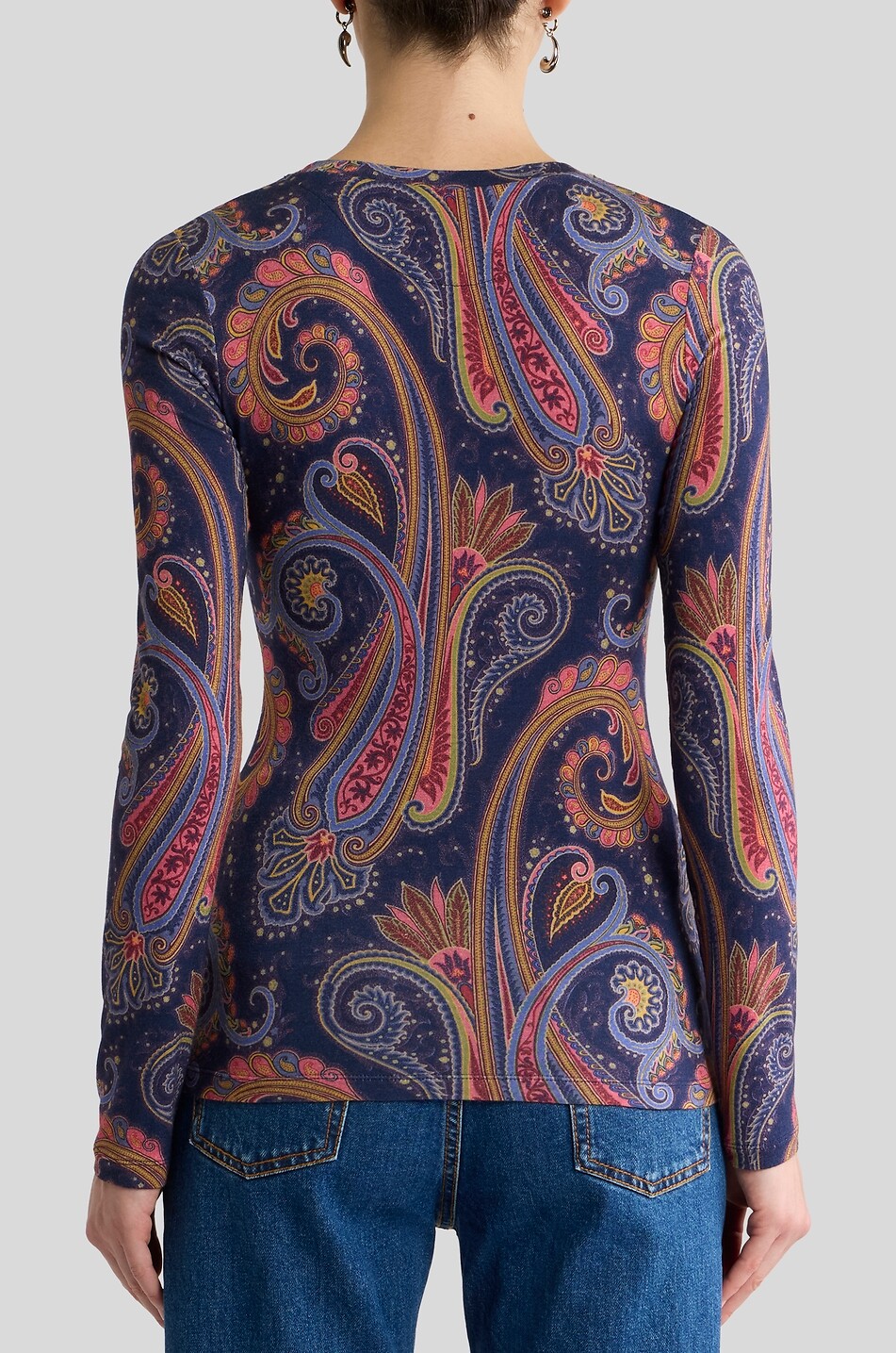 ETRO Langarm-Jersey-Top mit Print Paisley All Over Damen DUNKELBLAU 4