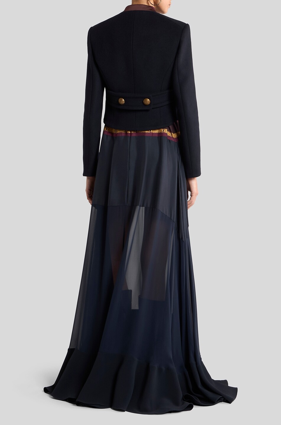 ETRO Lightweight short wool-blend officer-collar jacket Women DARK BLUE 4