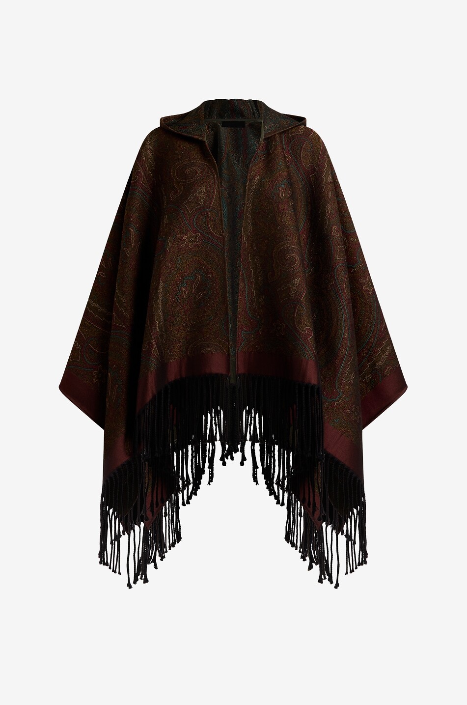 ETRO Cape à capuche à franges en laine mélangée Paisley Femme MULTICOLORE 1