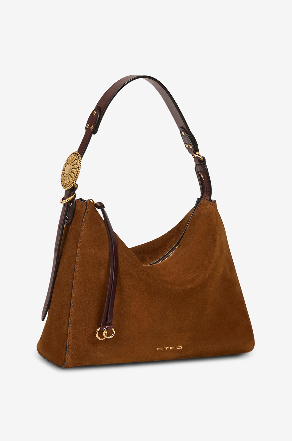 ETRO Rosette Small trapeze suede shoulder bag Women BROWN 2
